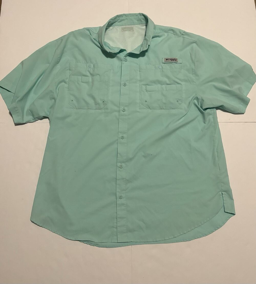 Columbia PFG Omni-Shade Fishing Shirt Men’s XL Green Short Sleeve Vented